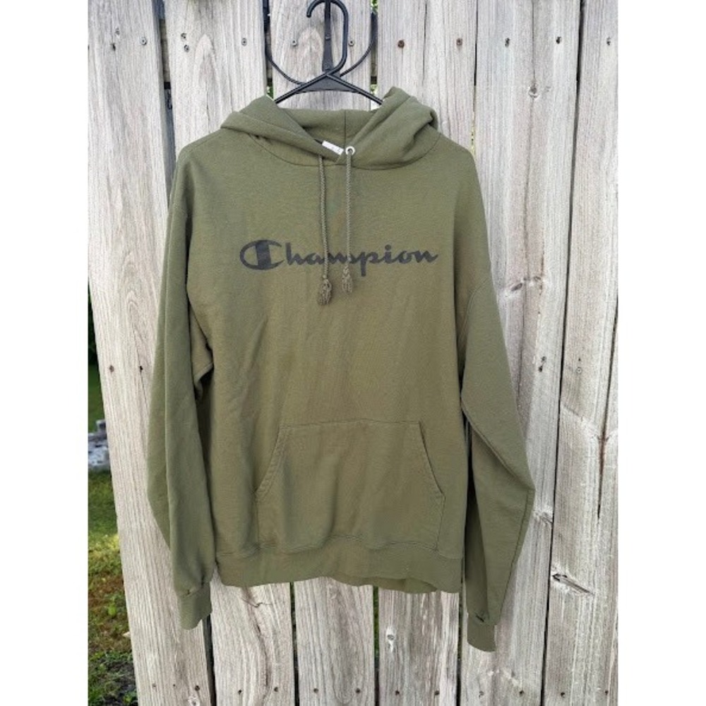 Streetwear Athleisure Champion Script Logo Hoodie Mens Large Olive Green